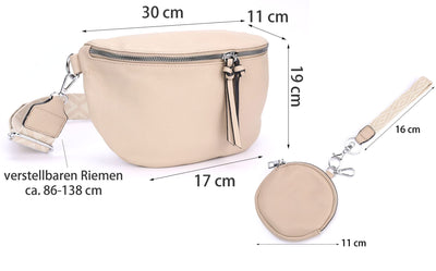 Umhängetasche, 3-in-1-Umhängetasche, Gürteltasche mit Reißverschluss und verstellbarem breiten Riemen