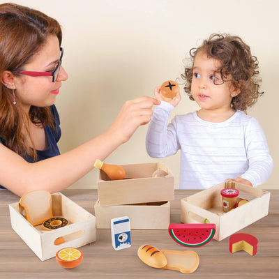 Spielzeug für die Küche, Kinderküchenzubehör Holz, Spielküche Zubehör Lebensmittel Spielzeug