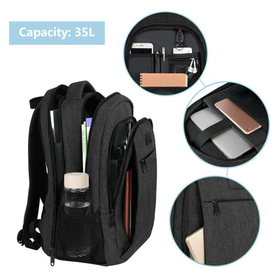 Sac à dos, grand sac à dos pour ordinateur portable pouces sac à dos scolaire sacoche pour ordinateur portable avec port de charge USB antivol