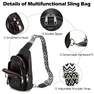 Sling Bag Fanny Pack Stylish, Crossbody Bag Small Shoulder Bag Unisex Shoulder Bag Sling Backpack with Adjustable Shoulder Strap for Travel, Shopping