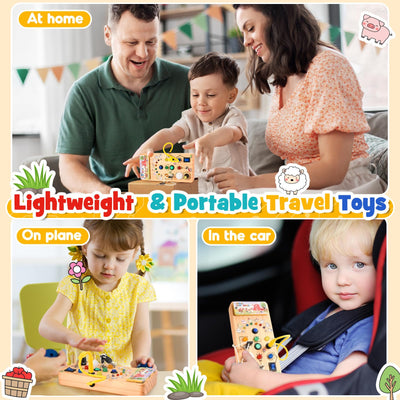 Jouet pour enfants Jouet en bois Busy Board Jouet avec interrupteur à LED, jouet éducatif