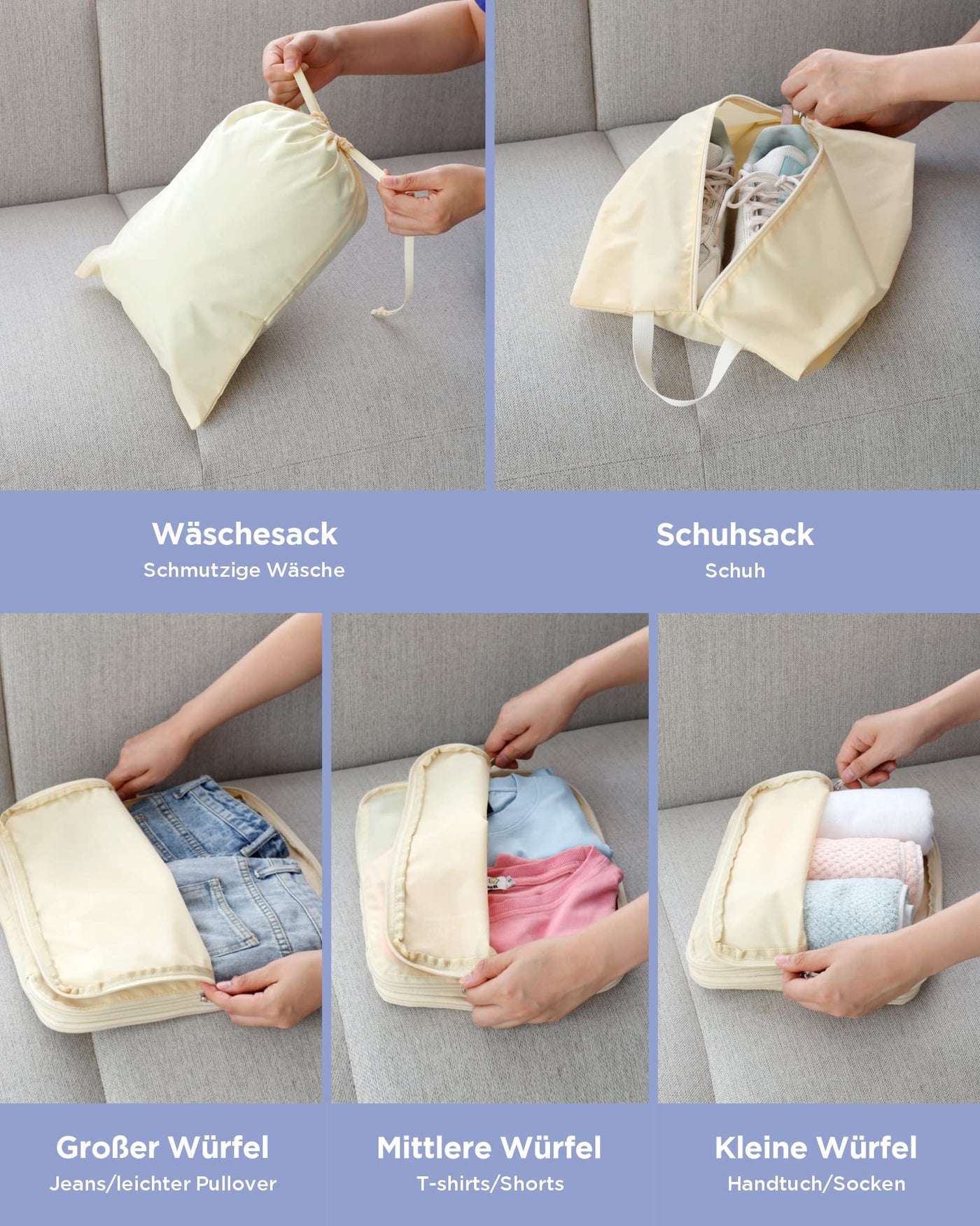 Compression packing cube for travel, expandable suitcase organizer