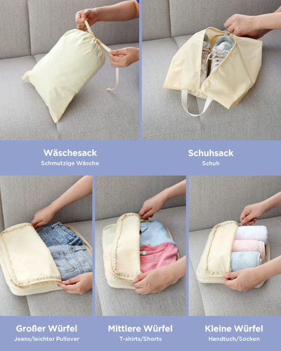 Compression packing cube for travel, expandable suitcase organizer