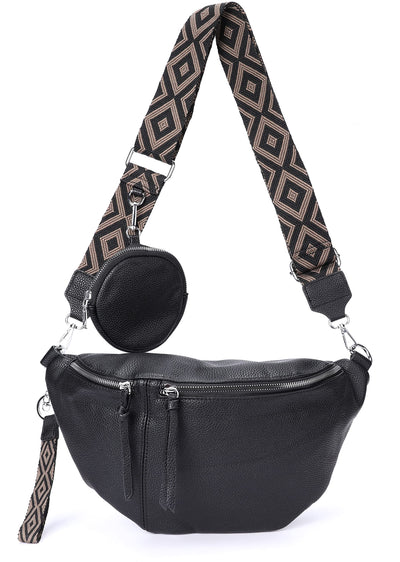 Crossbody Bag, 3 in 1 Shoulder Bag, Fanny Pack with Zipper and Adjustable wide Strap