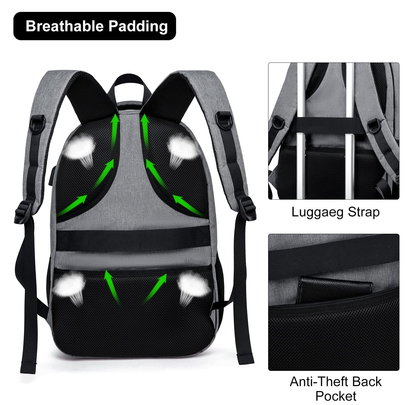 Sac à dos, sac à dos scolaire imperméable, sacoche pour ordinateur portable avec port de charge USB, sacoche de travail, de voyage et de camping avec pochette antivol