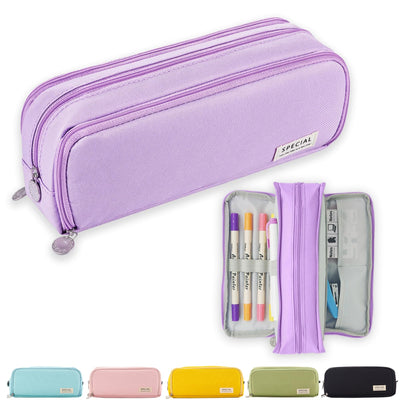 Trousse à crayons Trousse à crayons pour adolescents 3 compartiments, Trousse à crayons de grande capacité pour l'école et le bureau