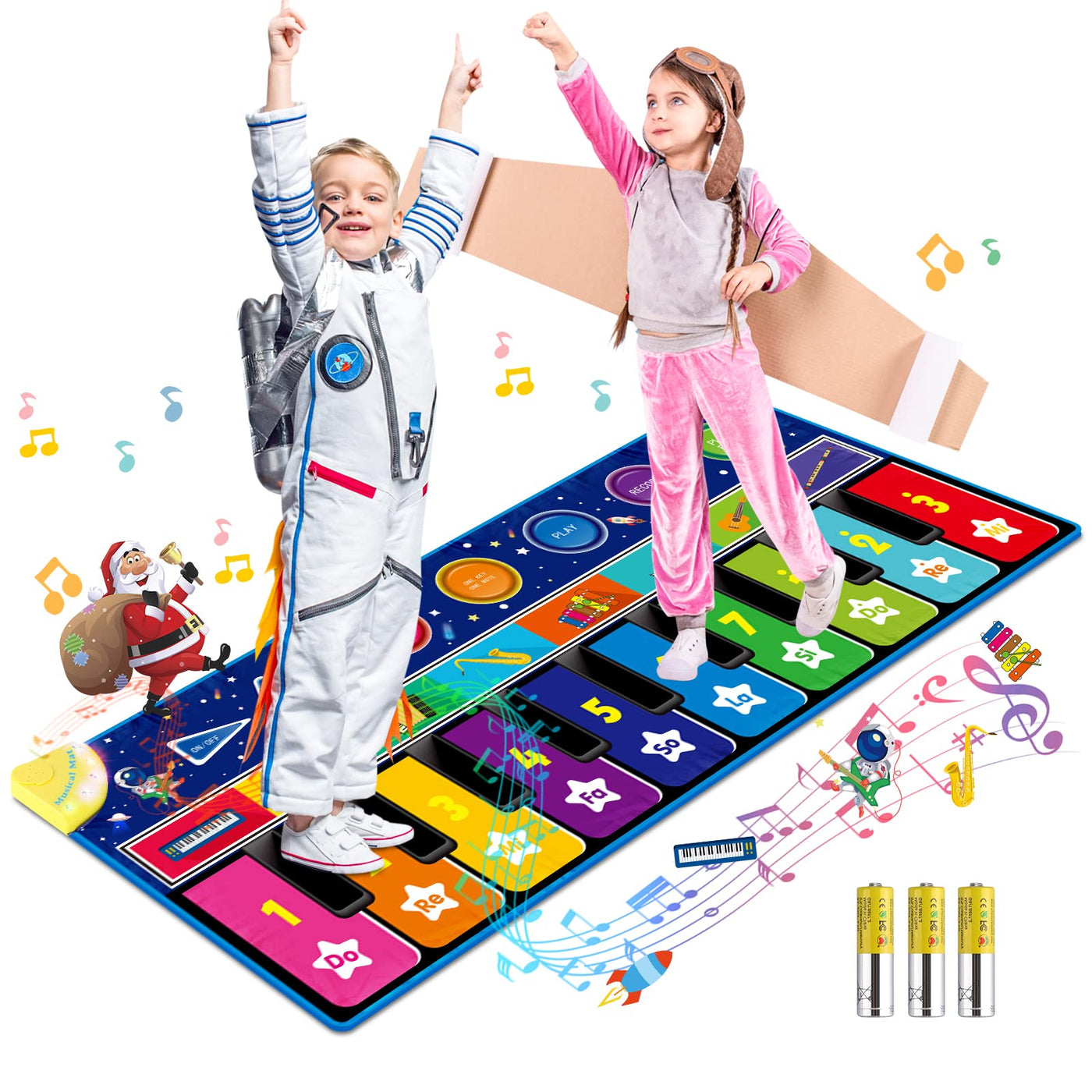 Piano mat for children, starry sky music mat large, dance mat with 10 keys, 10 songs & 8 instruments