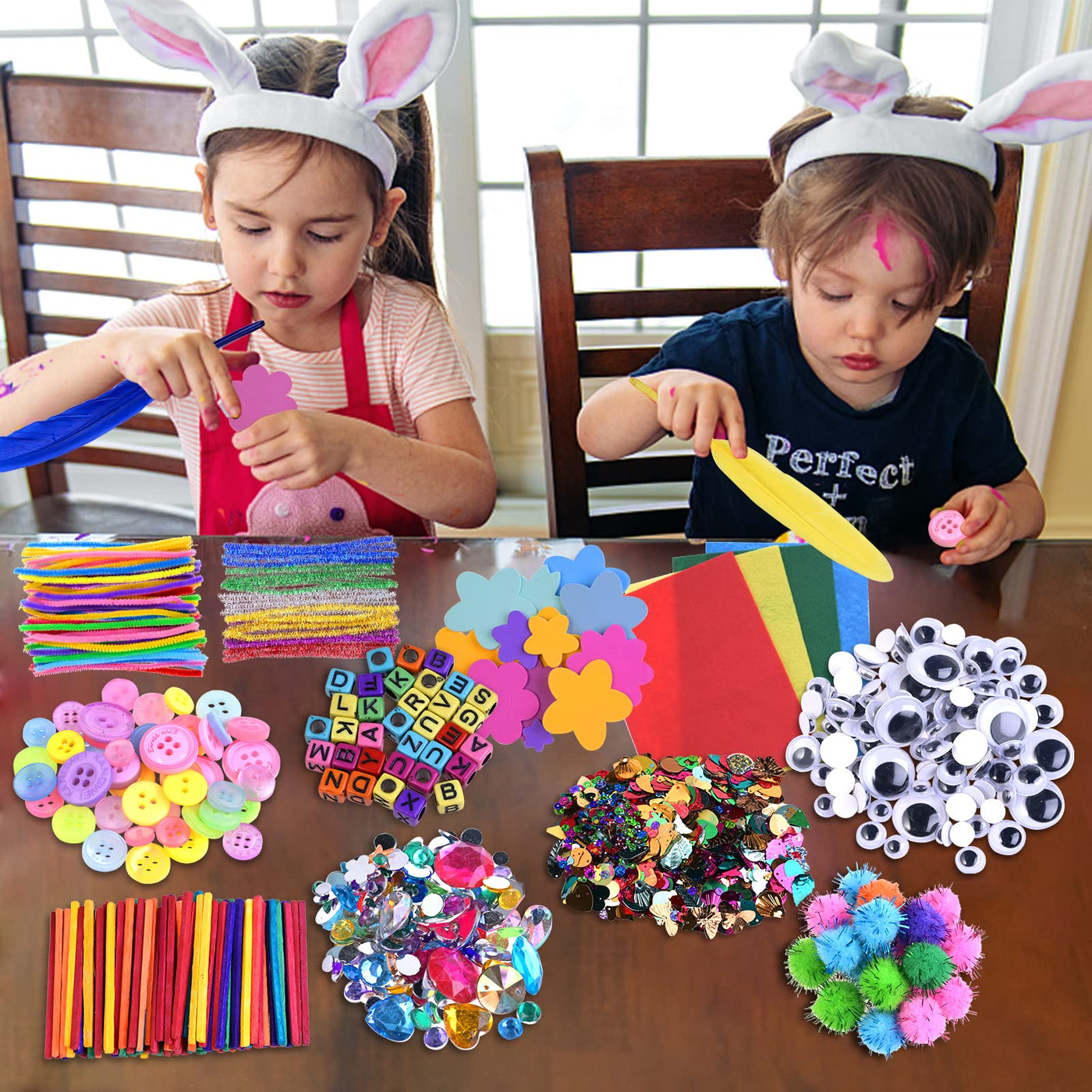 Craft kits Craft supplies for children Easter Crafting with pipe cleaners pompom feathers , вeads аoam rubber сolored paper вecorations