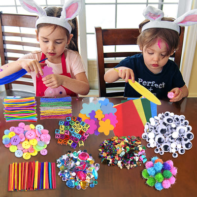 Craft kits Craft supplies for children Easter Crafting with pipe cleaners pompom feathers , вeads аoam rubber сolored paper вecorations