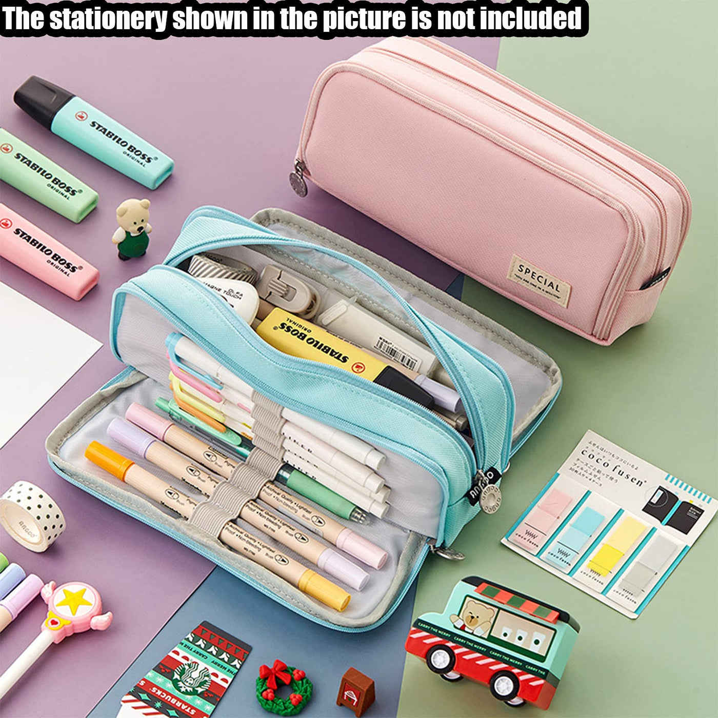 Pencil Case Teenager Pencil Case 3 Compartment, Large Capacity Pencil Case for School & Office