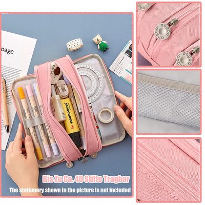 Pencil Case Teenager Pencil Case 3 Compartment, Large Capacity Pencil Case for School & Office