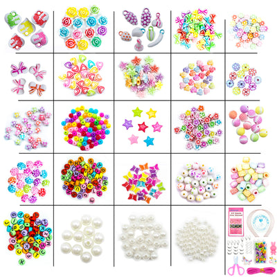 Beads for stringing kids jewelry stringing set, DIY friendship bracelets necklaces craft set for kids, 24 colors (beads for stringing)