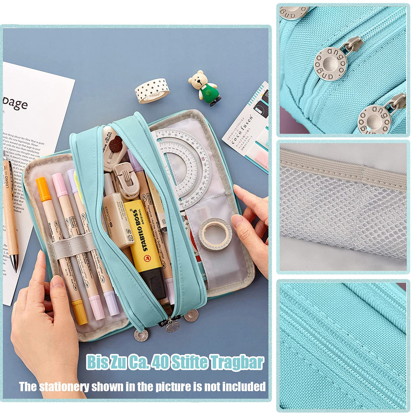 Pencil Case Teenager Pencil Case 3 Compartment, Large Capacity Pencil Case for School & Office