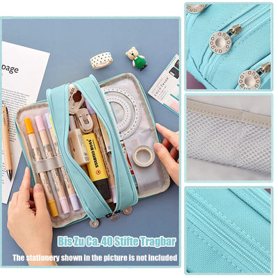 Pencil Case Teenager Pencil Case 3 Compartment, Large Capacity Pencil Case for School & Office