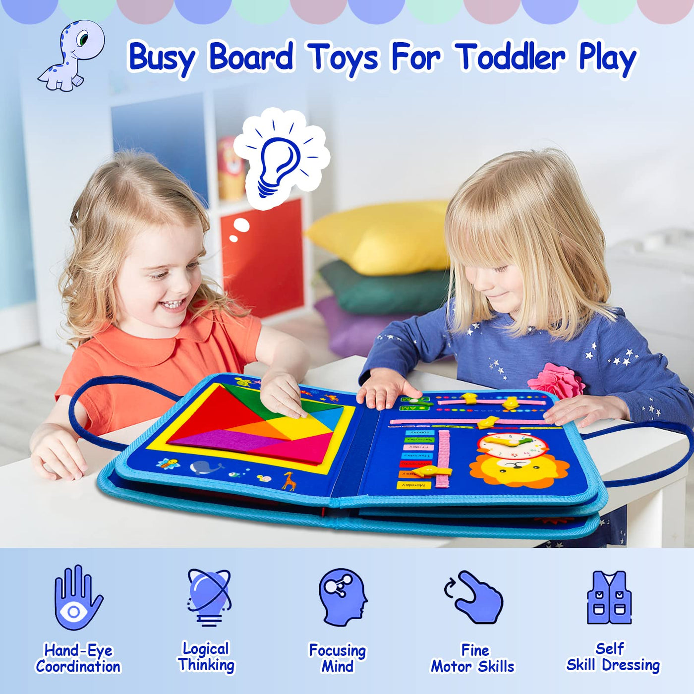 Busy Board Planche d'activité à 6 couches pour tout-petits, jouet de motricité, jouet d'apprentissage sensoriel pour bébé, planche de motricité pour avion de voiture de voyage