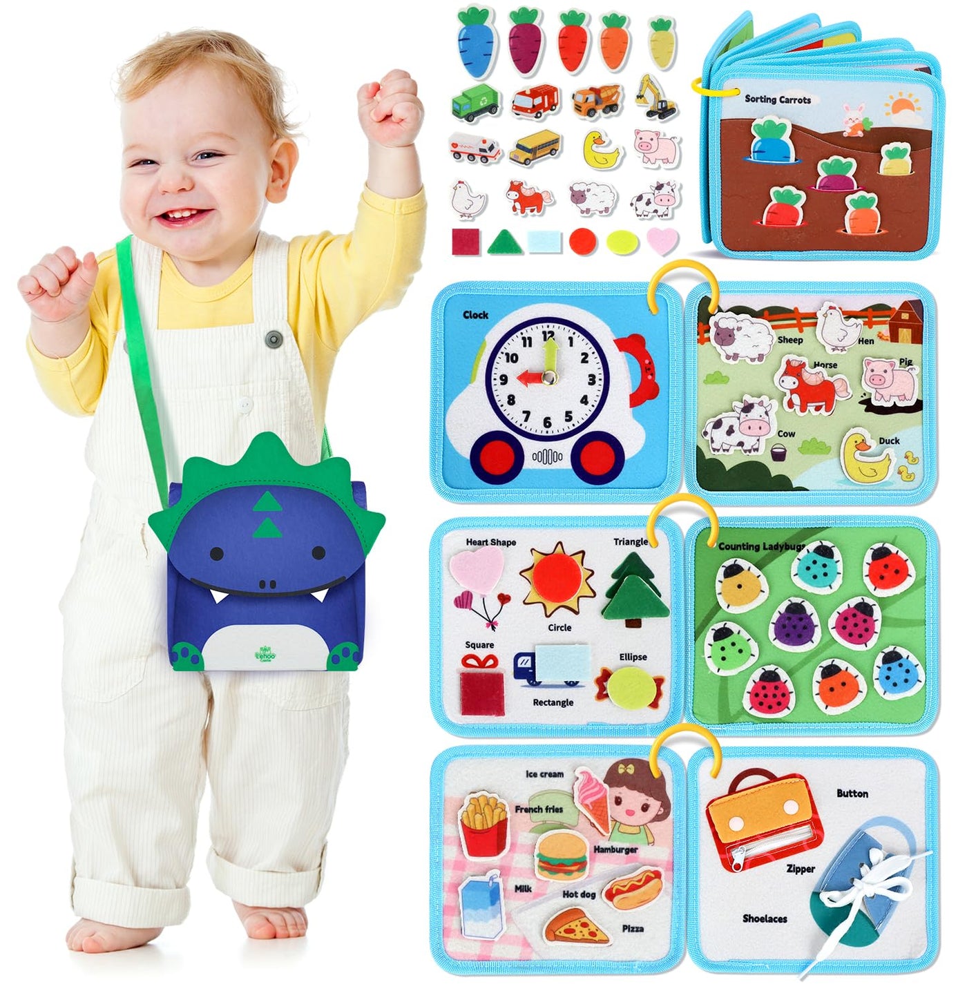 Castle Busy Board Activity Board, 12 in 1 Busy Quiet Book Toddler Toy Girls Boys, Baby Sensory, Learning Toy Motor Activity Board