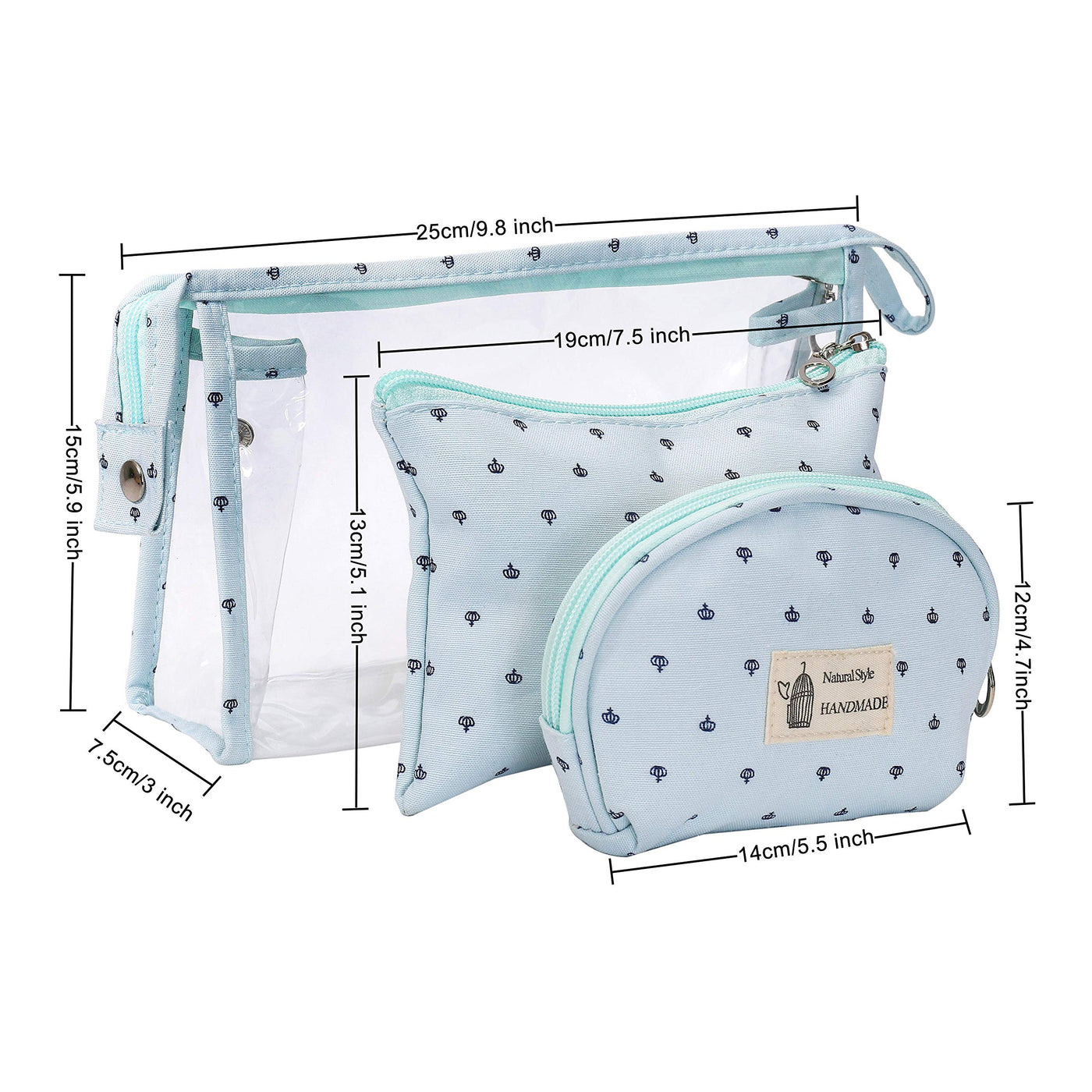 Toiletry bag transparent for traveling 3 pieces, waterproof