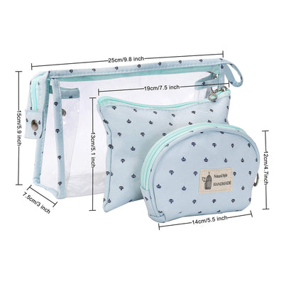 Toiletry bag transparent for traveling 3 pieces, waterproof