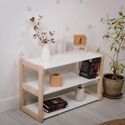 Open wooden shelves white colour