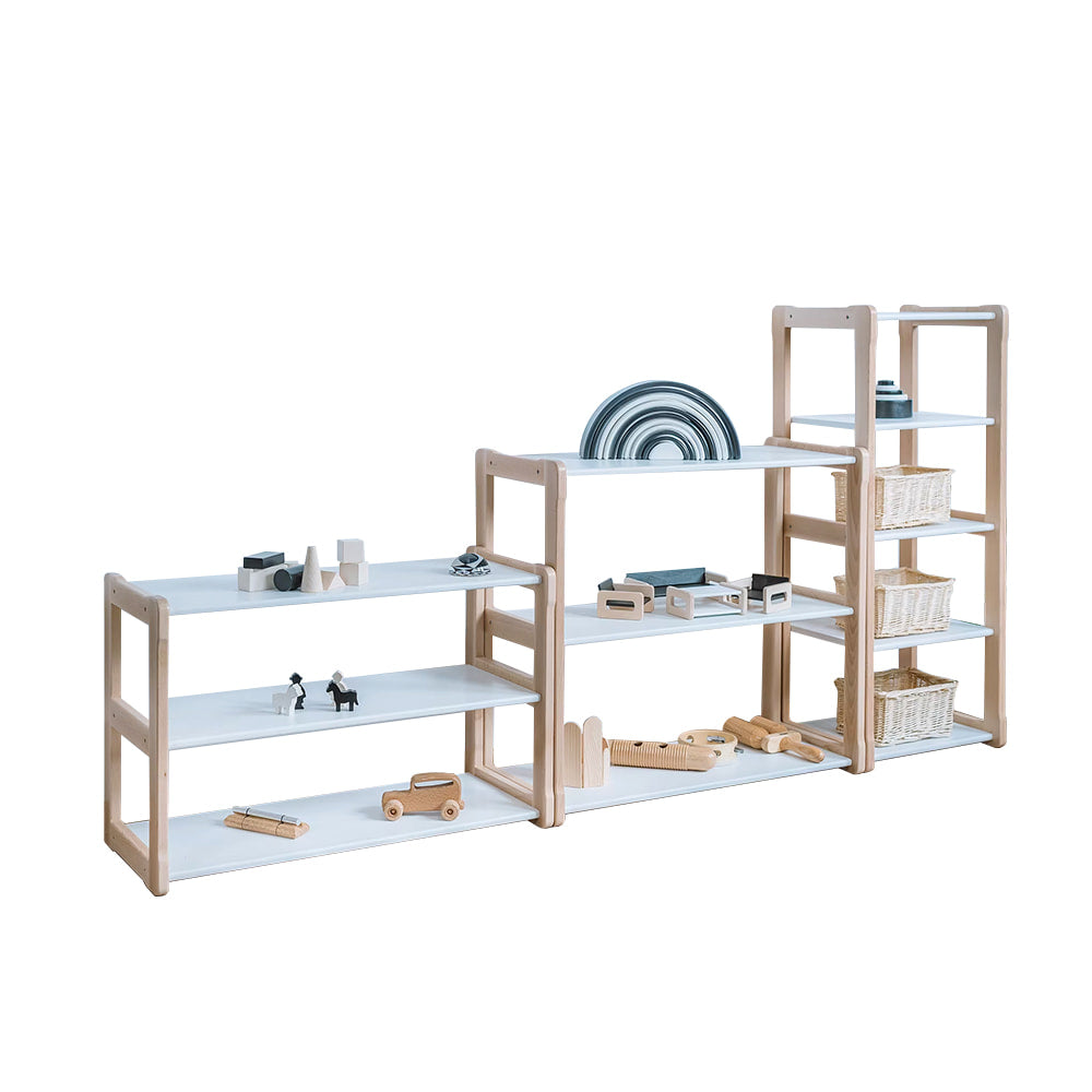 Open wooden shelves for children's room