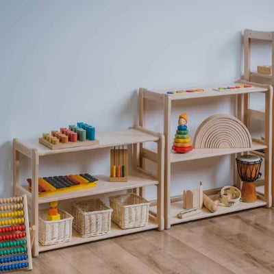 Open mini-shelves for storing children's things